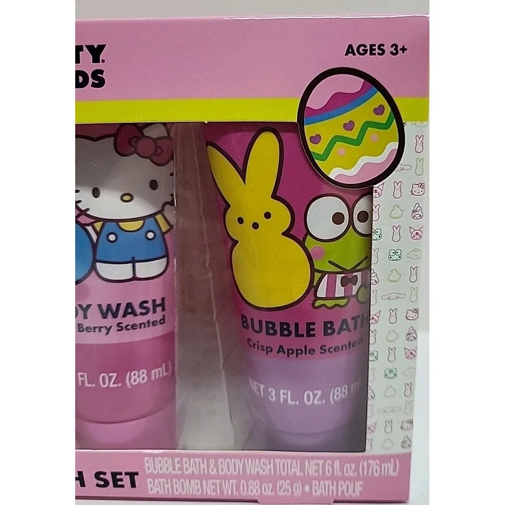 Peeps Hello Kitty And Friends Bath Set Body Wash Bubble Bath Bomb Kids Ages‎ 3+